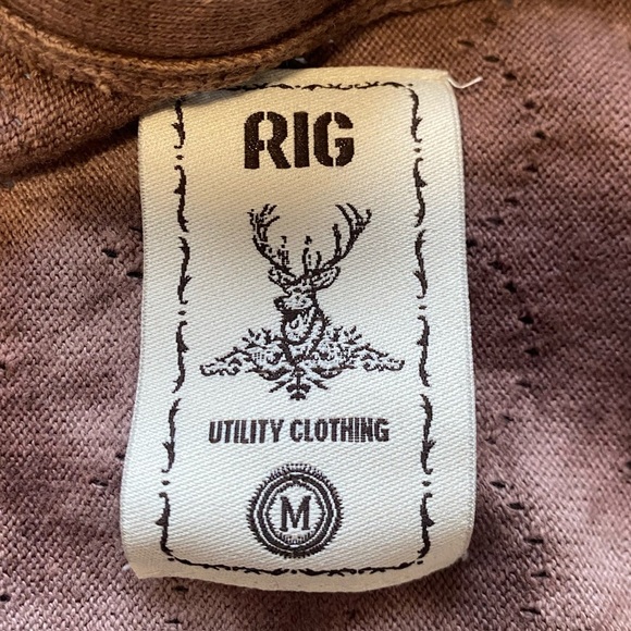 Rig Utility Neutral Brown Cotton Tie Dye Half Sleeve Open Cardigan Size Medium - Picture 2 of 10